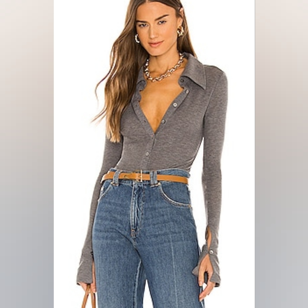 Gray Long-Sleeve Bodysuit